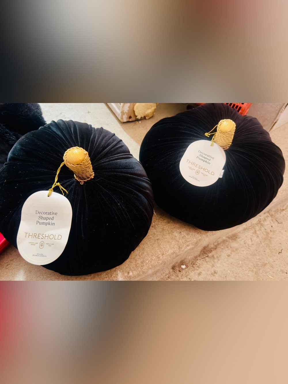 Threshold Black Velvet Decorative Pumpkin - Plush Fall Accent